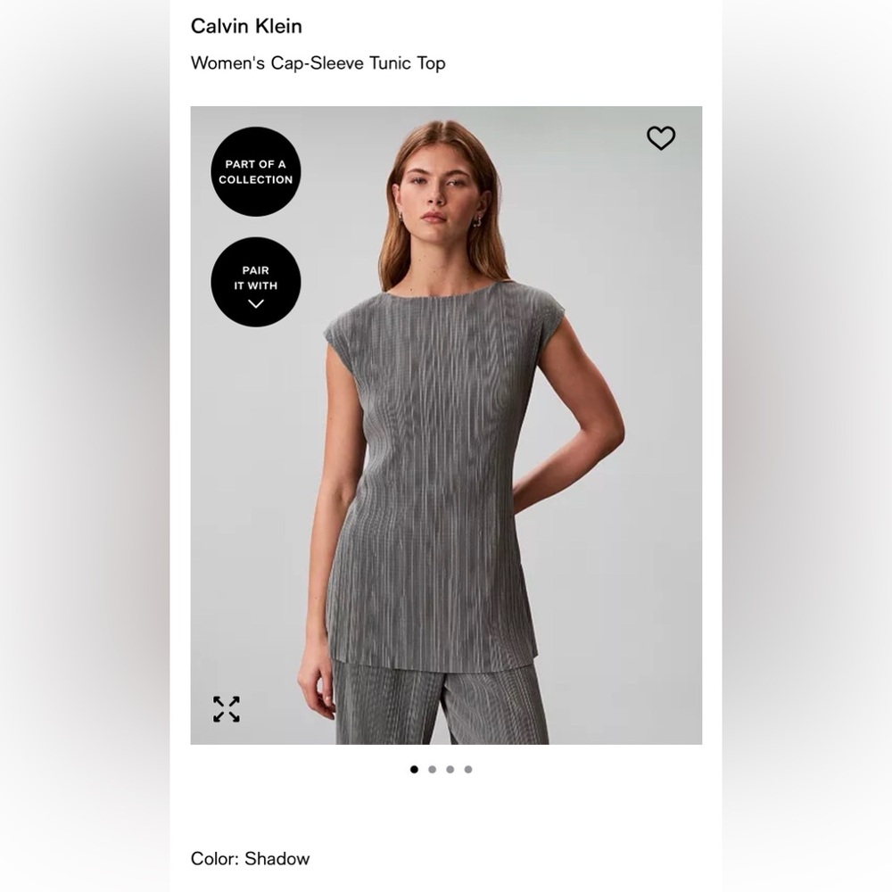 NWT! Calvin Klein Women's Cap-Sleeve Tunic Top Size L Shadow